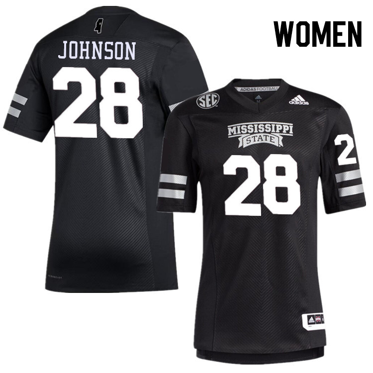 Women #28 Tanner Johnson Mississippi State Bulldogs College Football Jerseys Stitched-Black